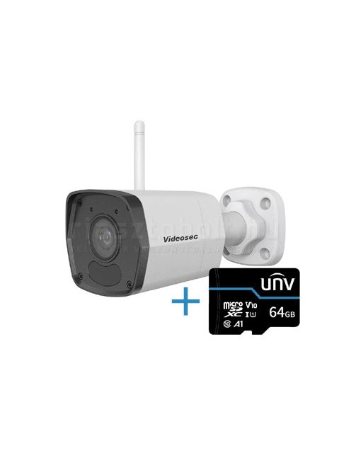 Videosec IPW-2122-28F-64G cső IP kamera (WiFi, 2MP, IR30m, 2.8mm, SD)