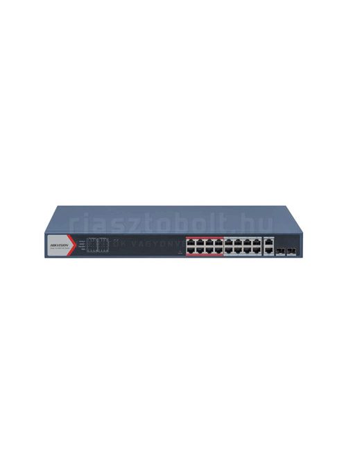 Hikvision DS-3E1318P-EI menedzselhető POE switch (16 POE port, 230W, 2 Gigabit uplink)